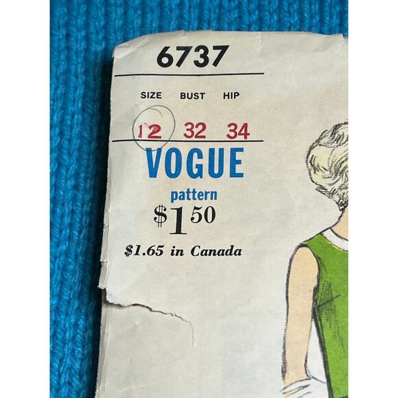 Vogue Pattern 6737 dress fitted mod 1960s size 12 bust 32 - Picture 2 of 8